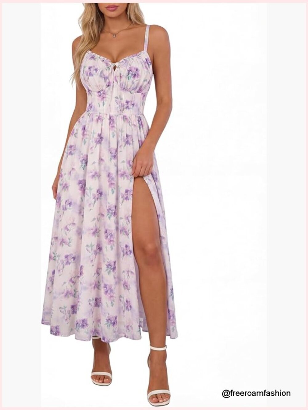 Women Corset Floral Milkmaid Sundress Wedding Guest Midi Dress - Picture 1 of 7